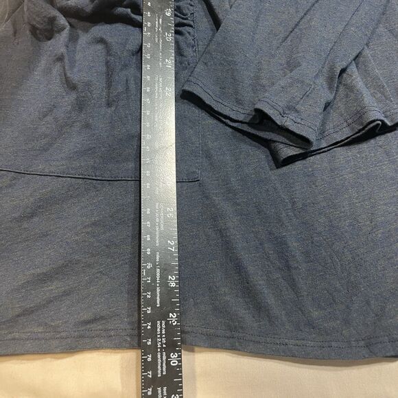 Chalet et Ceci Navy Tunic Top Medium V-Neck Long Sleeve Pockets Lagenlook - Picture 4 of 8